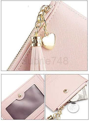Womens Small Compact Slim Leather Mini Wallet Lady Purse Zipper Pocket Card Organizer Bifold Wallets PinkZ250910
