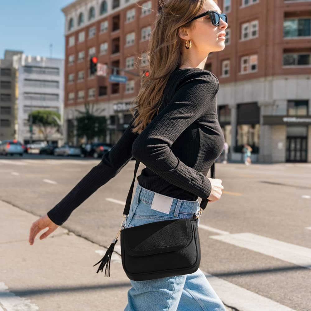 Small Crossbody Bags for Women Trendy Flap Saddle Purses with Tassel Vegan leather Shoulder bag M250910