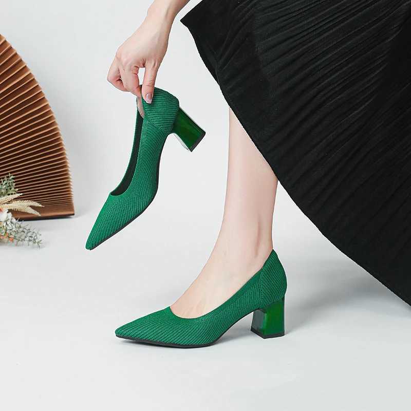High Heel Womens 2025 Spring and Autumn New Soft Knitted Breathable and Comfortable Shoes W250910