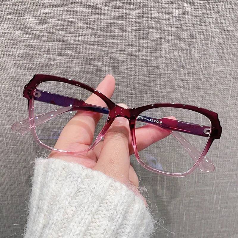 Elegant Women Brand Computer Gradient Irregular Big Frame Reading Glasses Anti Blue Light Prescription Eyeglasses ddmythur