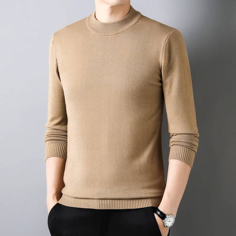 Half Turtleneck Knitwear Sweater New Autumn/Winter Mock Neck Sweatshirts Solid Color Pullovers Man Brand Casual Mens Clothing dongdumaoyi