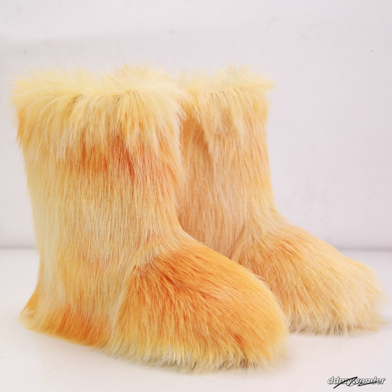 Women Boots Platform Shoes Winter Booties Pink Yellow Green Girl Women Snow Boot Ankle High Fur Snow Shoes ddmywonder ddmywonder ddmywonder ddmywonder
