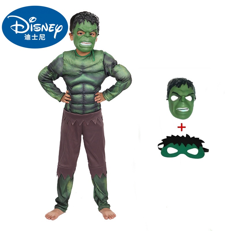 Disney Children's Green Hulk Muscle Avengers Halloween Costume Party Performance Cosplay Halloween Children's Role-Playing Costume kids designer clothes baby boy c..