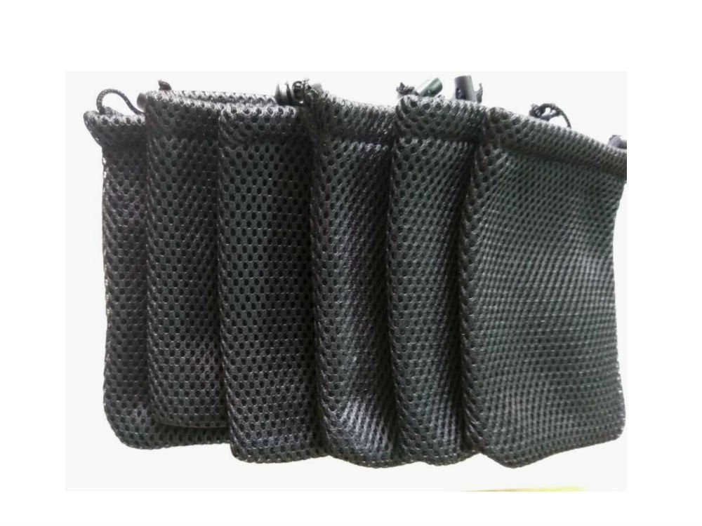 6 Pcs Black Cell Phone or MP3 Nylon Mesh Drawstring Pouch Bags Z250910