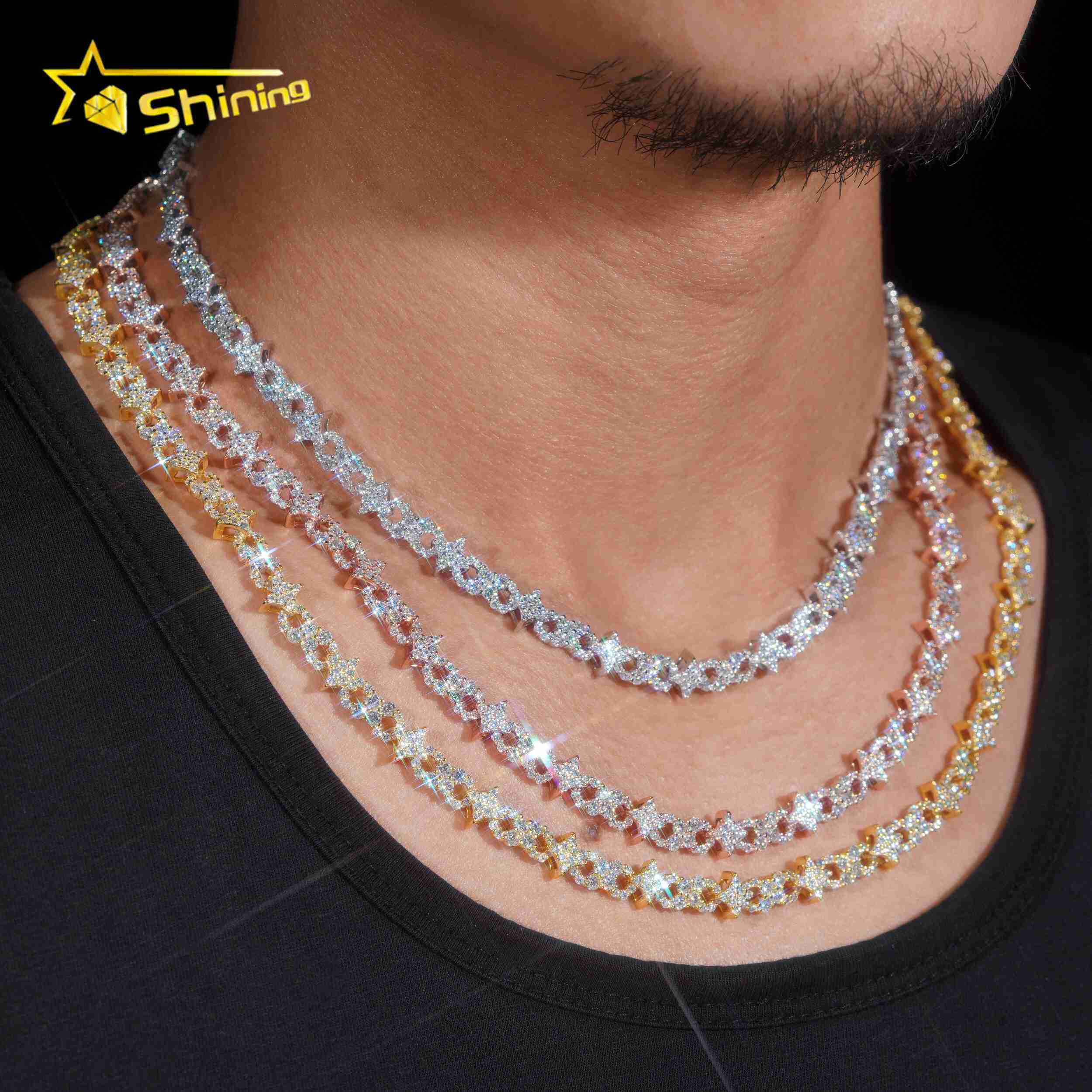 NEW Designs Moissnaite Necklace 925 Sterling Silver Gold Plated Unisex Diamonds Necklace Bracelet Jewelry Sets