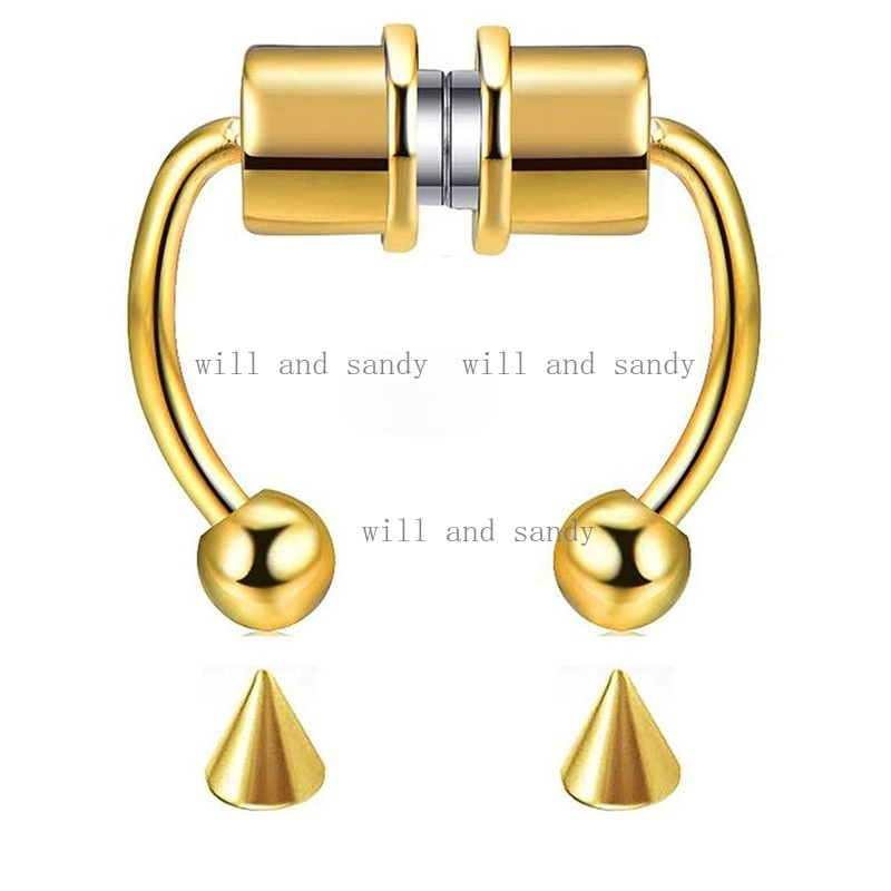 Anti Allergy Nose Ring Septum Piercing Magnet Magnetic Nose Hoop Rings Faux Septum Rings Non Piercing Clip on Nose Hoop Rings for Women Men Fine Jewel