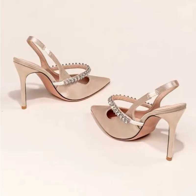 Womens Water Diamond 2025 New Slim Heeled Pointed Highheeled Shoes with A Headband and Sandals for Womens Singles Pumps W250910