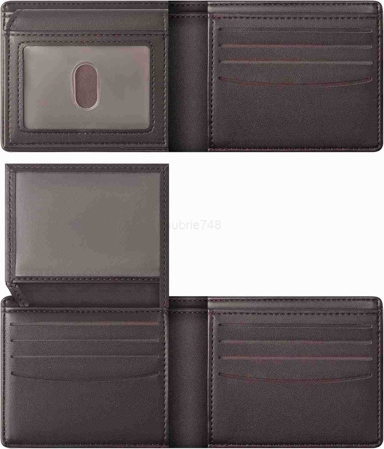 Wallet For Men RFID Blocking Coffee Wallets Bifold Faux Leather Card Holder Front Pocket Mens Accessories With Gift BoxZ250910