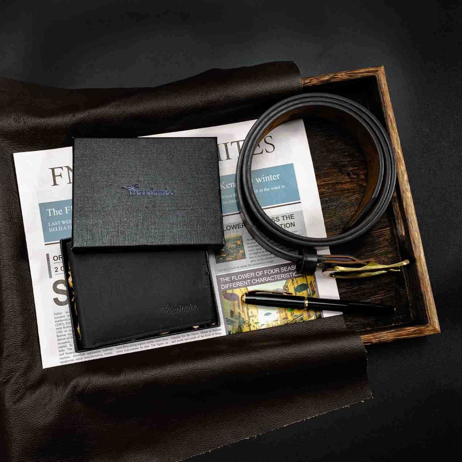 Genuine Leather Wallet for Men with Gift Box Handmade Bifold Stylish Mens Wallets Rfid Blocking with 2 ID WindowsZ250911