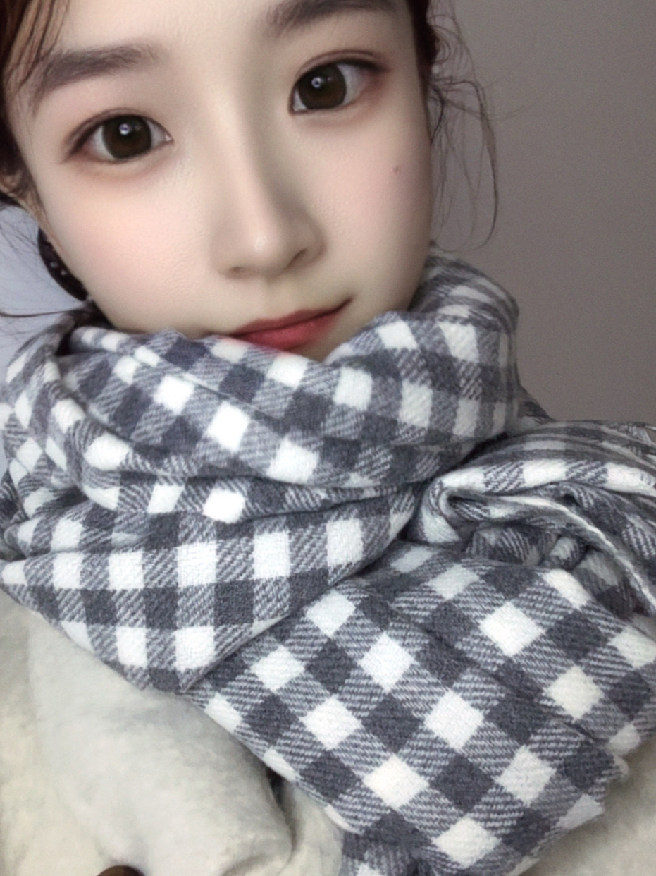 Plaid scarf for women, fashionable and warm for autumn and winter, new style neck gaiter, Korean version printed large shawl for wholesale.