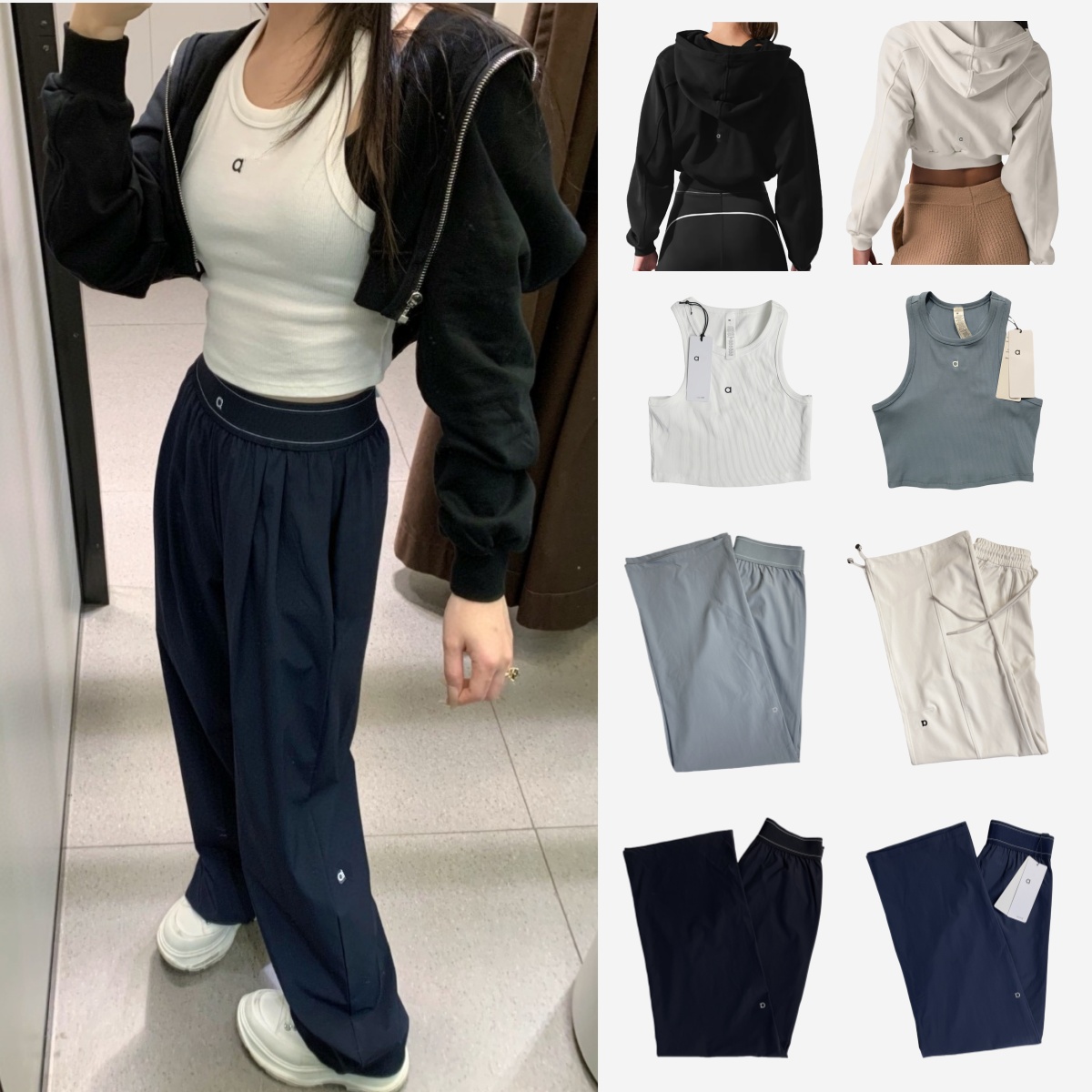 2025 5A New women Yoga clothes sets Sports Coat hoodie Tank Top Wide Leg Pants Breathable Straight Yoga Wear Suit Shirt Sweatshirt aloness women clothes sets