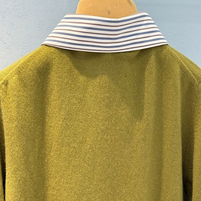 Lady Wool Blend Jacquard Letter Lapel Neck Cardigan Luxury Y2K Designer Oversized Casual Elegant Retro Olive Green Long Sleeve Sweater Slim Fit Clothi