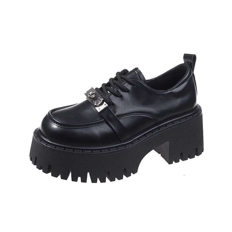 Black Mary Jane Small Leather Shoes for Women Designer Shoe 2025 Summer New Fashion Non-Slip Loafers with Chunky Heels