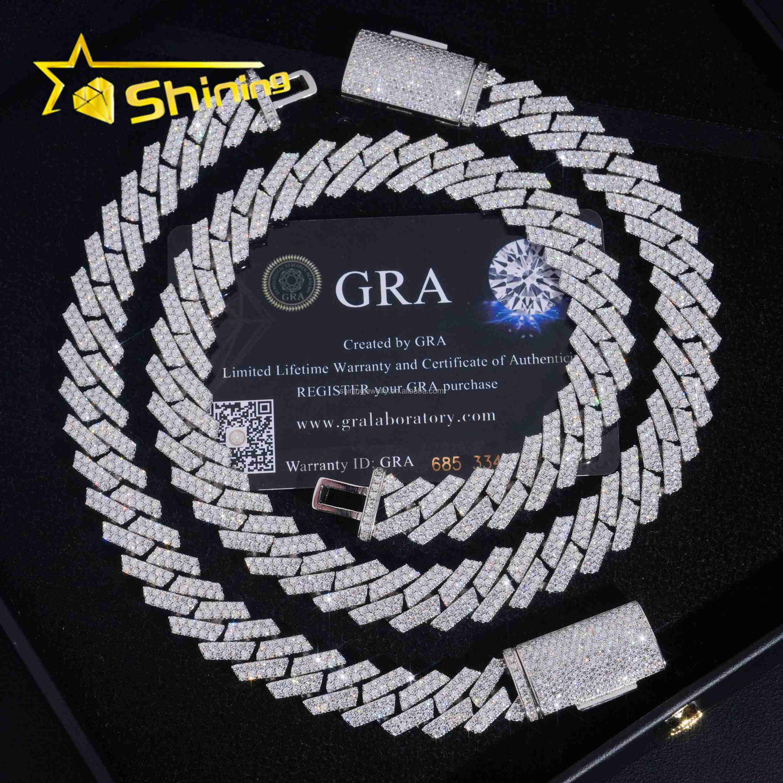 Stock Hot Selling Pass Diamond Tester GRA Certificate 13mm Iced Out Moissanite Cuban Link Chain S925 Hip Hop Miami Cuban Chain