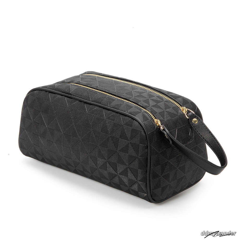 Lacel Urwebin Fashion Emed Portable Double Zipper Makeup Clutch Toiletry Storage Large Capacity Handheld Cosmetic Bag