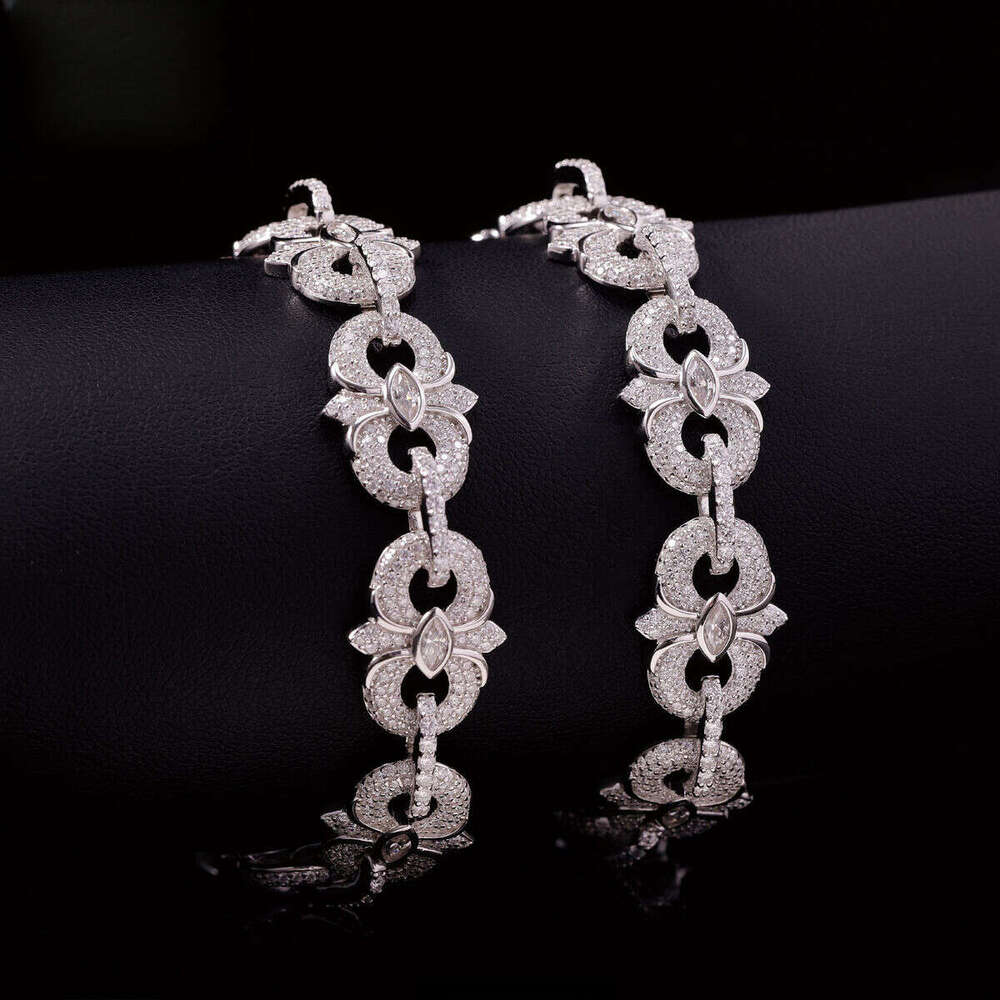 Fashion Style VVS Sterling Sier Dia Hip Hop Iced Out Moissanite Cuban Bracelet