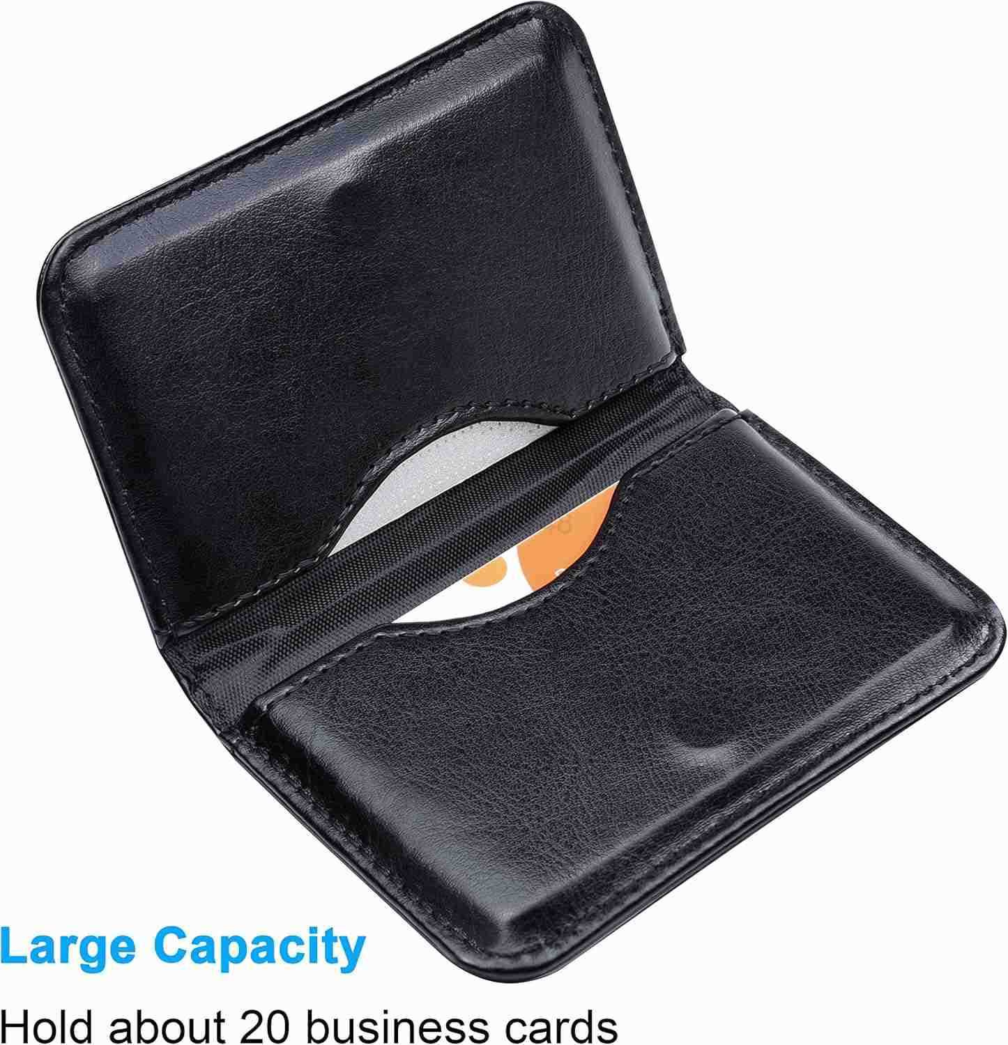 Business Card Holder 2Sided PU Leather Folio Name Card Holder Wallet Case with Magnetic Shut for Men and Women Ultra Slim and ThinZ250910