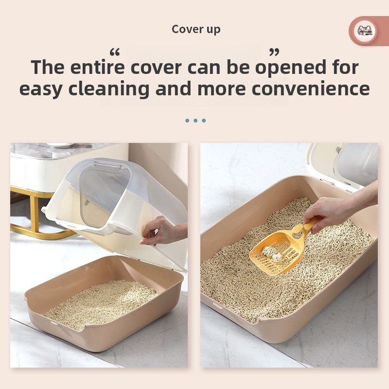 Full Enclosed Cat Litter Box with Transparent Lid, Anti-Splash & Odor-Control Hooded Cat Toilet, Easy-Clean Indoor Cat Litter Tray for Modern Home Dec