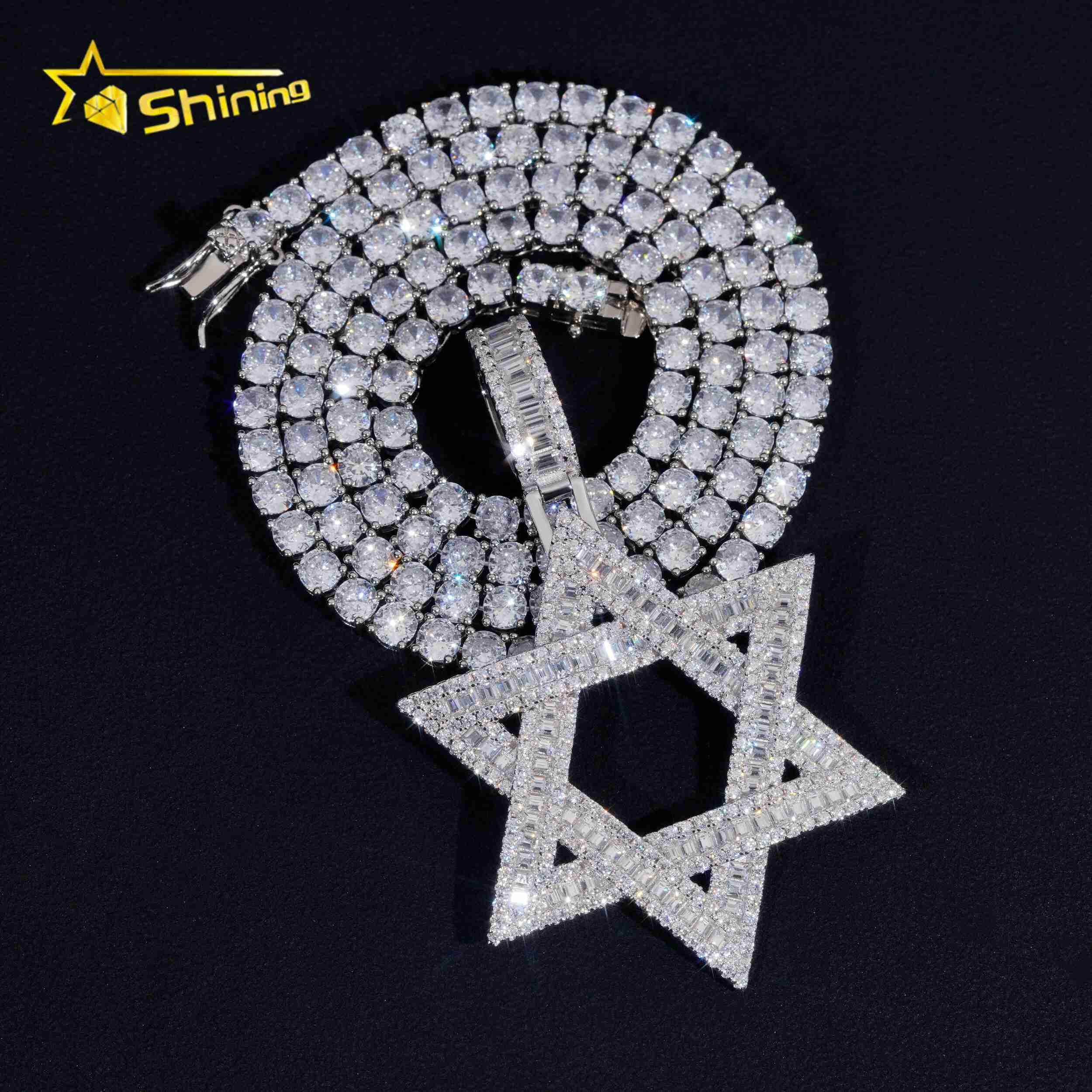 RTS Pass Diamond Tester GRA Certified Hip Hop Jewelry 925 Silver Iced Out VVS Custom Moissanite Pendant Star Pendant