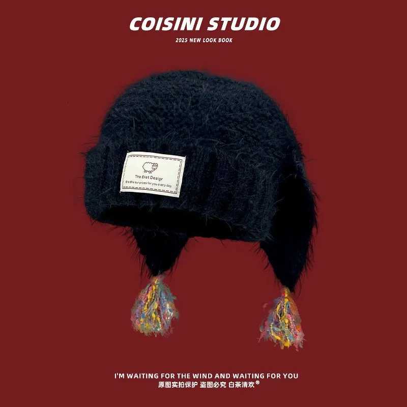 Ins Cute Fringed Ears Plush Beanies C Y2K Autumn Winter Street Trend Versatile Personality Pulr Hats for Men and WomenXJ250910