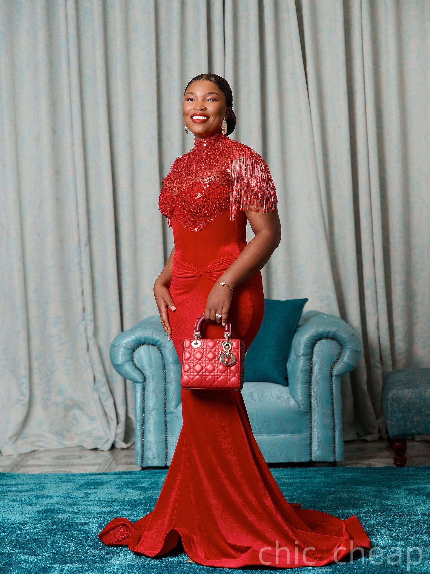 Red Mermaid Prom Dresses 2025 Velvet Sequined Tassels Elegant Evening Formal Party Second Birthday Engagement Gowns Plus Size Dress For Special Occasi