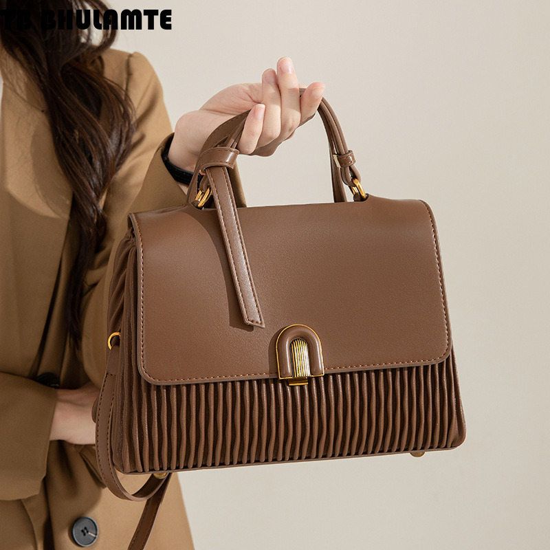 Free Shipping Designer Bag Single Shoulder Bag For Women Fashionable Pleated Large Capacity Handbag Elegant Soft Leather Commuter Luxury Bag Crossbody