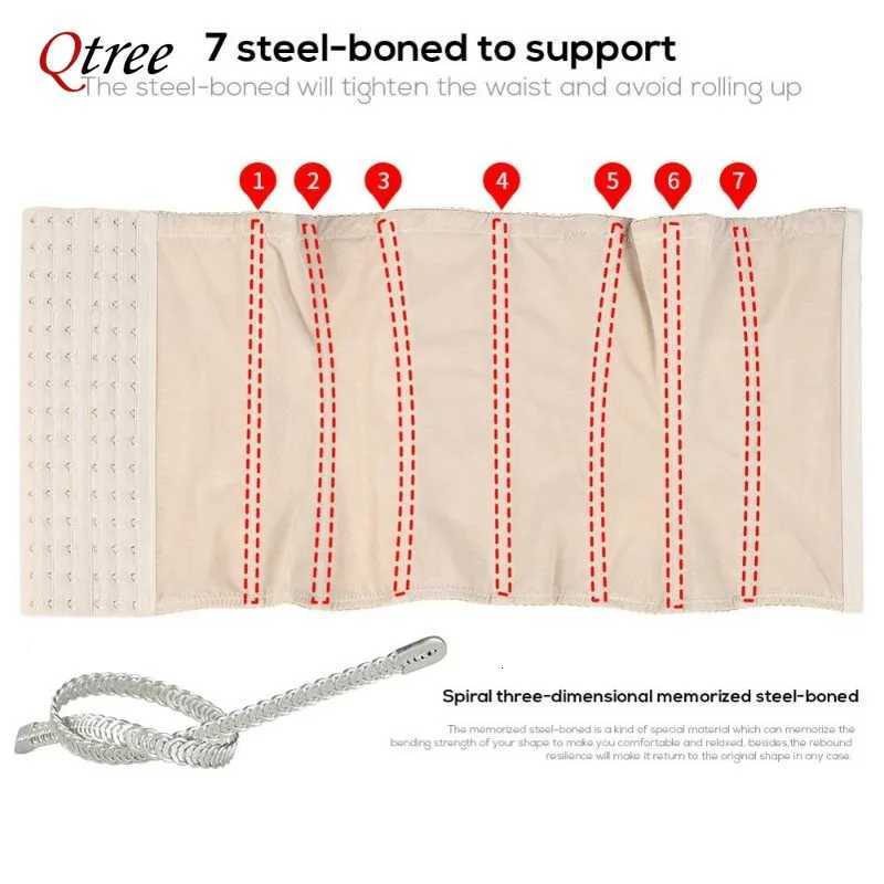 Qtree 6 Hooks Waist Belt Women Belly Trimmer Body Shaper Corset Firm Tummy Control Strap Steel Bone Compression Corset W250910
