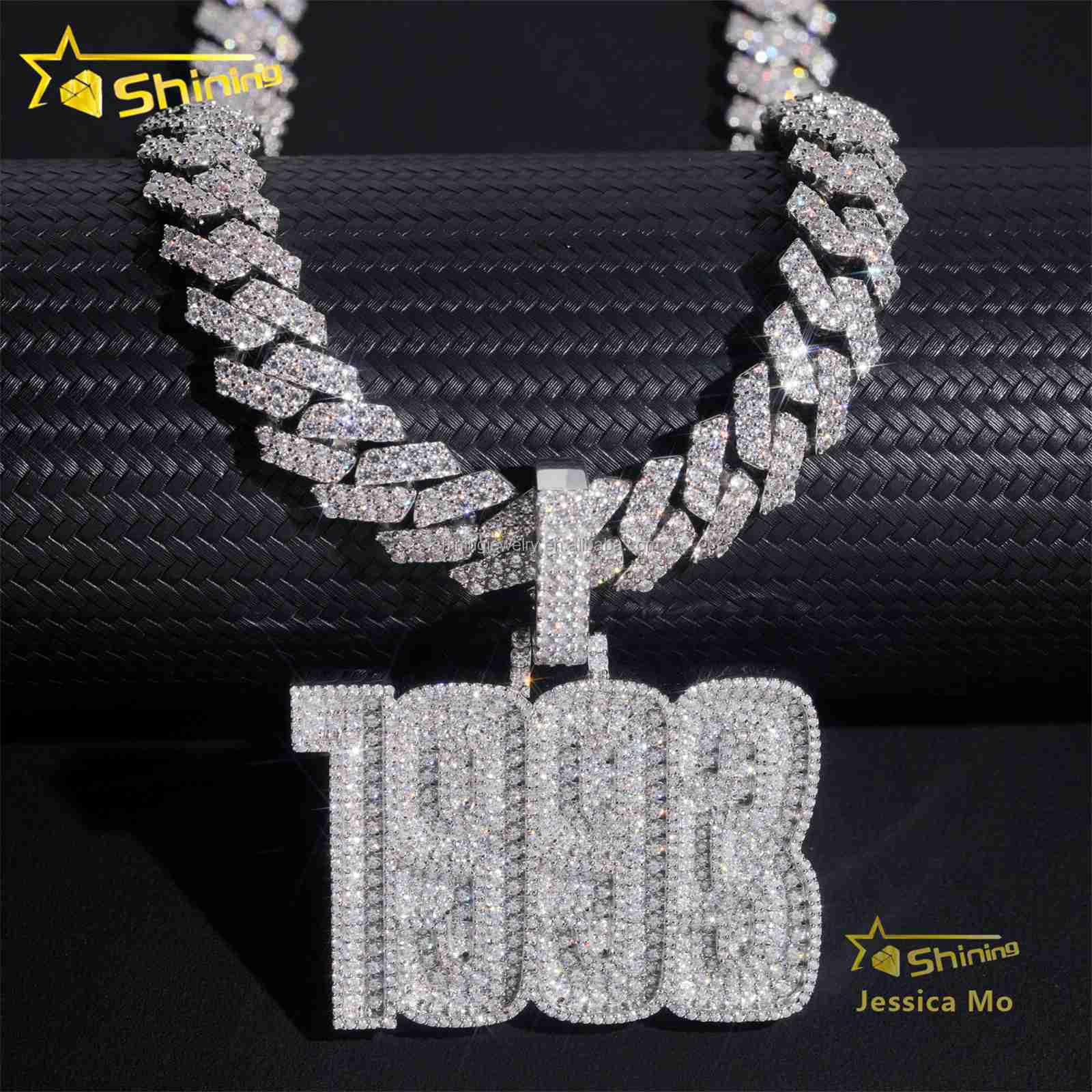 Fashion Man Rapper Luxury Jewelry Iced Out Pass Diamond Tester VVS1 Moissanite Diamond S925 Silver Number Pendant Necklace