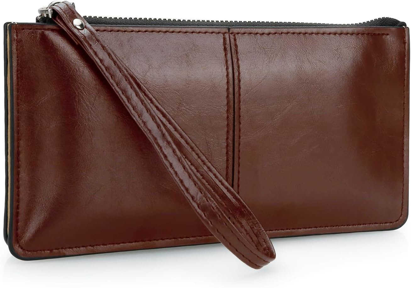 Small Leather Wristlet Purses for Women Womens Clutch Handbags Wallet Cell Phone Purse Pouch Bags with Card SlotsW250910