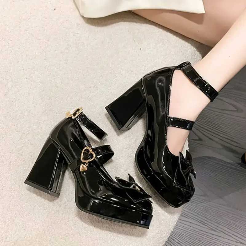 Hot Selling High Heels Pumps Women 2025 Autumn Fashion Black Chunky Platform Lolita Shoes Woman Bowtie Thick Heel Gothic Shoes W250910