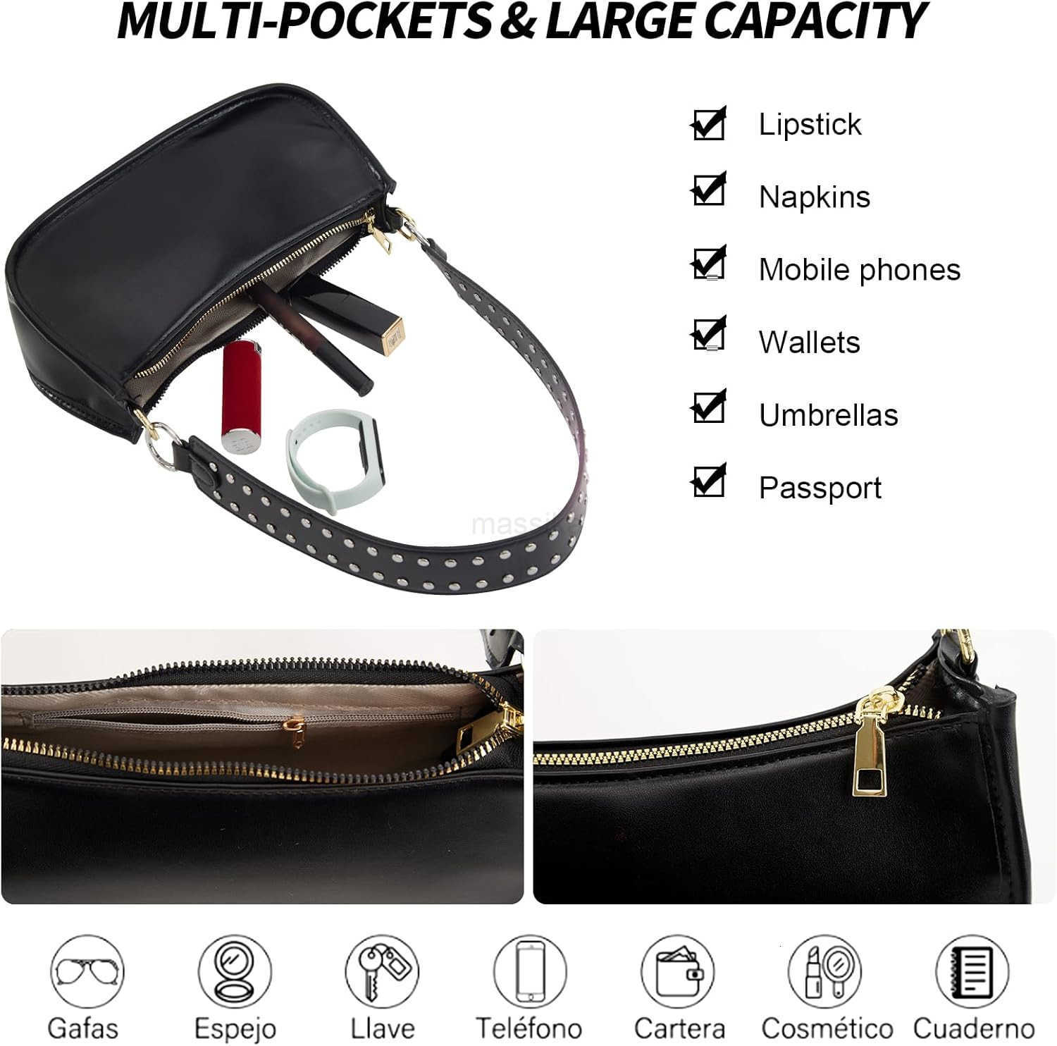 Shoulder Bag for Women Cute Hobo Purses and Handbags Retro Clutch Underarm Purse with 2 Removable Strap M250909