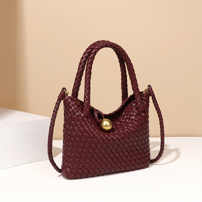 Spring and Summer New French Style Women's High-Quality Texture Pure Handmade Woven Handheld Basket Bag