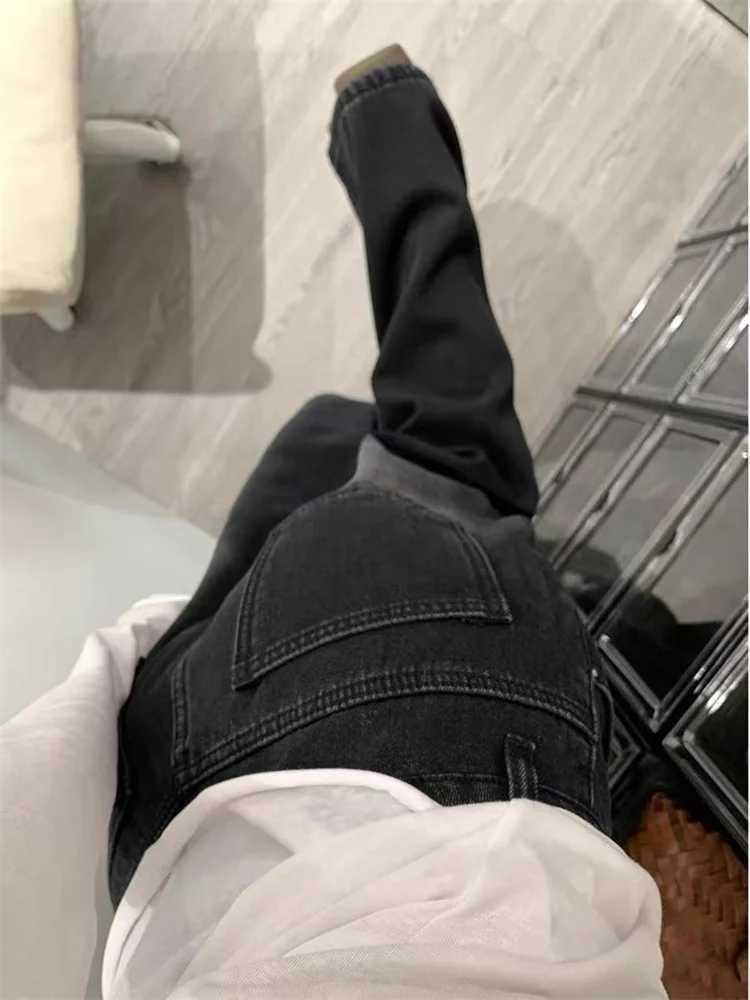Botvotee Womens American Wide Leg Jeans High Waist Black Gray Denim Pants Straight Leg Oversized 90s Long Trousers Z250910