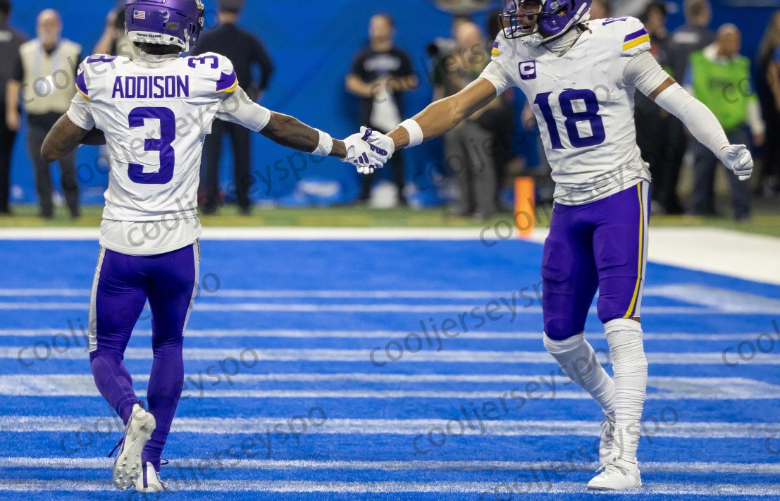 Custom Justin Jefferson Football Jersey McCarthy Hockenson Smith Embroidered Polyester Jersey