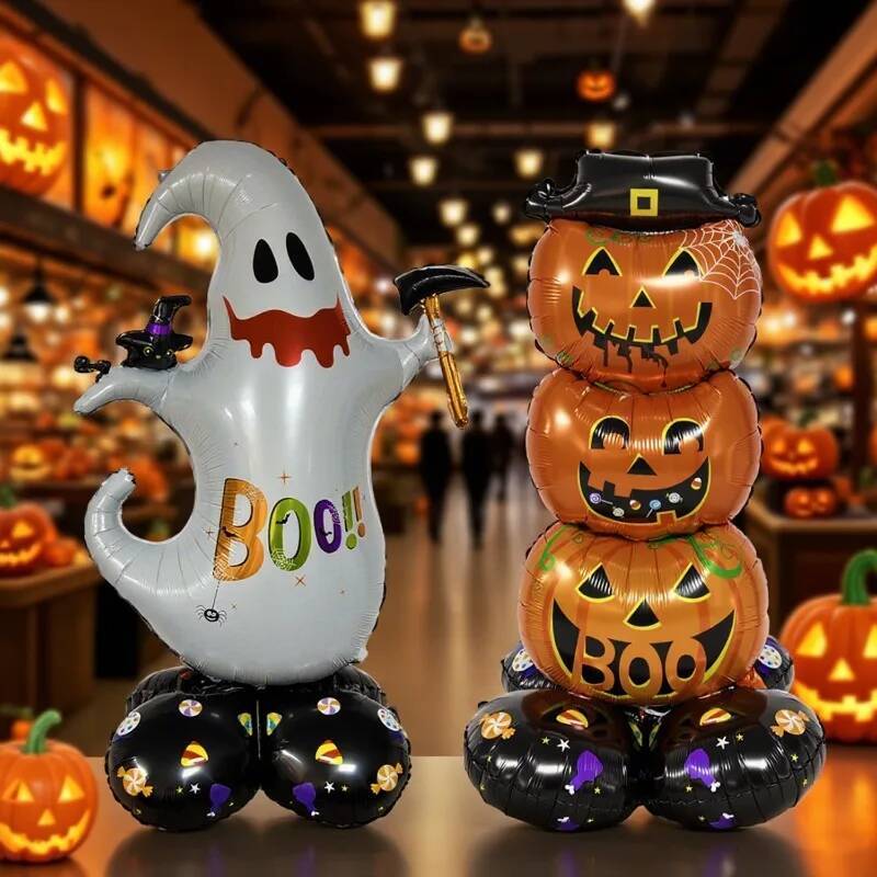 Giant Foil Balloons Iatable Witch Ghost Pumpkin Skeleton Standing Balloon Home Halloween Party Decoration Kids Gift