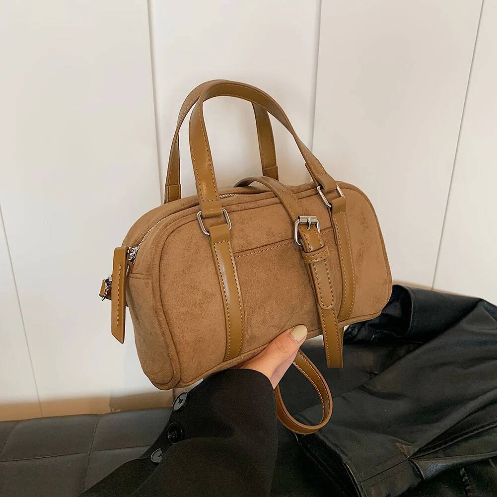 Suede Adjustable Shoulder Strap Handbag Women s Shoulder Bag Patchwork Versatile Pillow Bag Frosted Leather Casual Fashion Designer Bag Travel Bag
