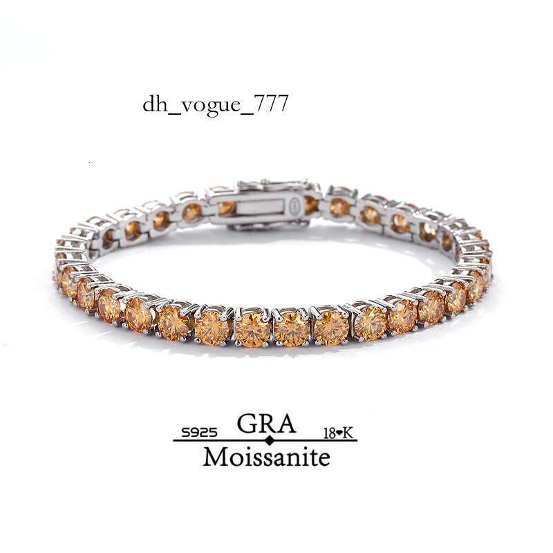 Factory Wholesale Price S Sterling Sier Champagne Moissanite Tennis Bracelet Unisex 0.01ct-1ct in Stock