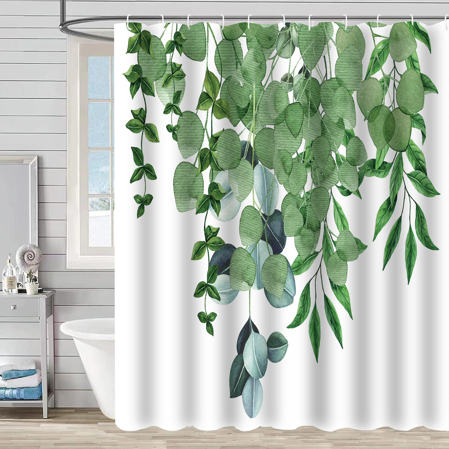 YL-37135 digital shower curtain cross-border plant flower waterproof polyester bathroom four-piece set dry and wet separation moisture-proof