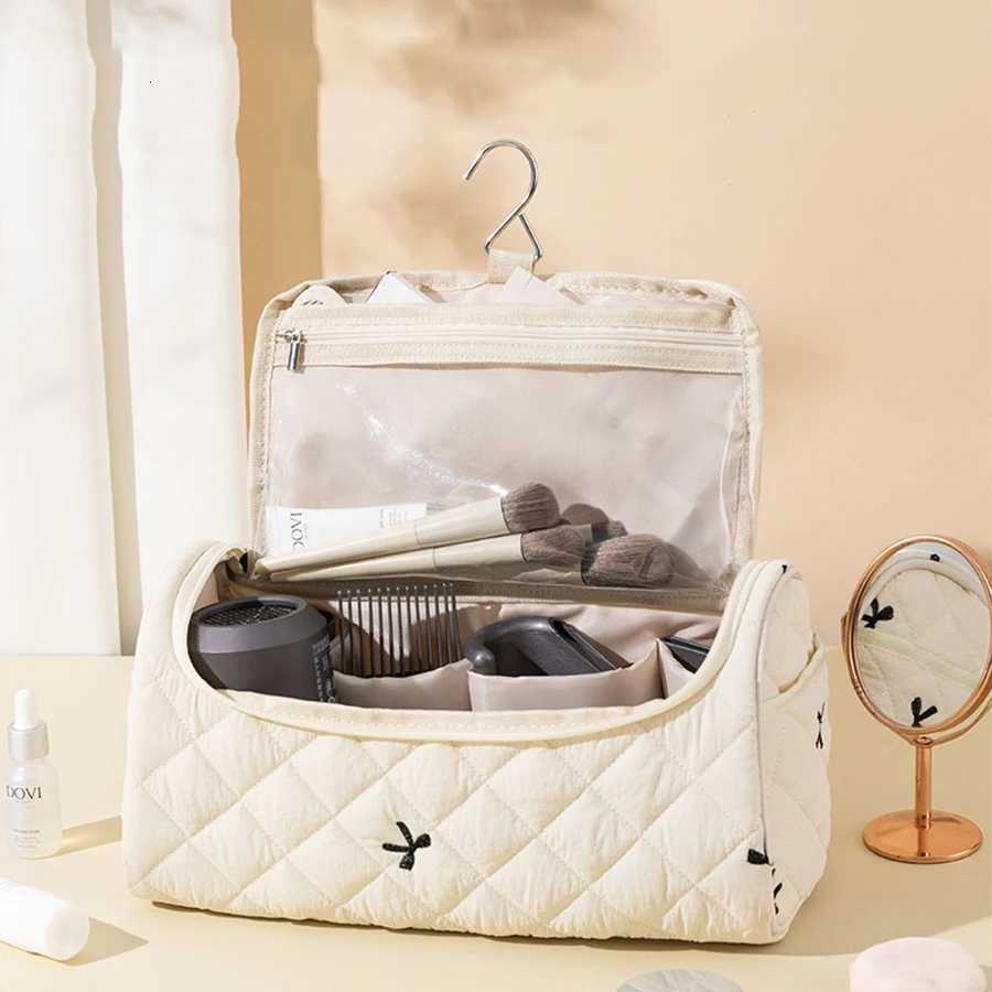 Portable Travel Hair Dryer Storage Bag Large Capacity Cosmetic Bag Handheld Cotton Fabric Organizer for Toiletries And AccessoriXJ250910
