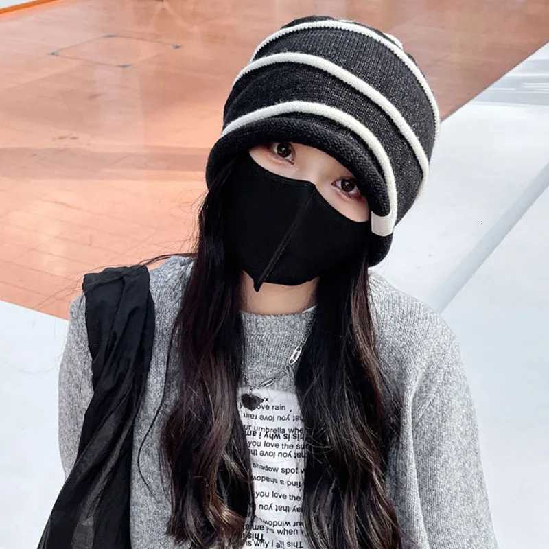 RICYGVM Korean Wen Rold Edge Plover Hat Baggy Slouchy Beanie Autumn Winter Ear Warm Skls Fashion Girl Kint Woon G250910