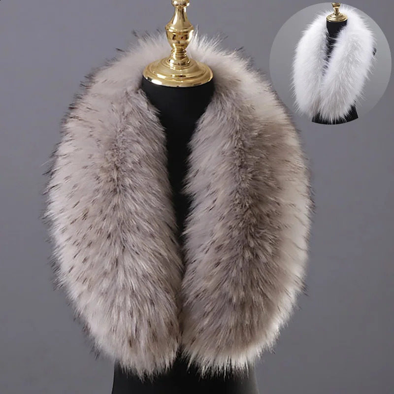 Large Faux Fur Collar Fashion Fluffy Trim Strip Winter Warm Plush Fake Collar Scarf For Parkas Down Coat DecorShawl Wrap Scarves250910