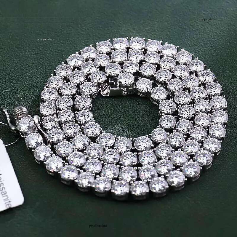 QIANAO Jewelry 6mm Wide Sterling Sier Hip Hop Dia Chaine Pour Femme Moissanite Gemstone Tennis Chain for Women