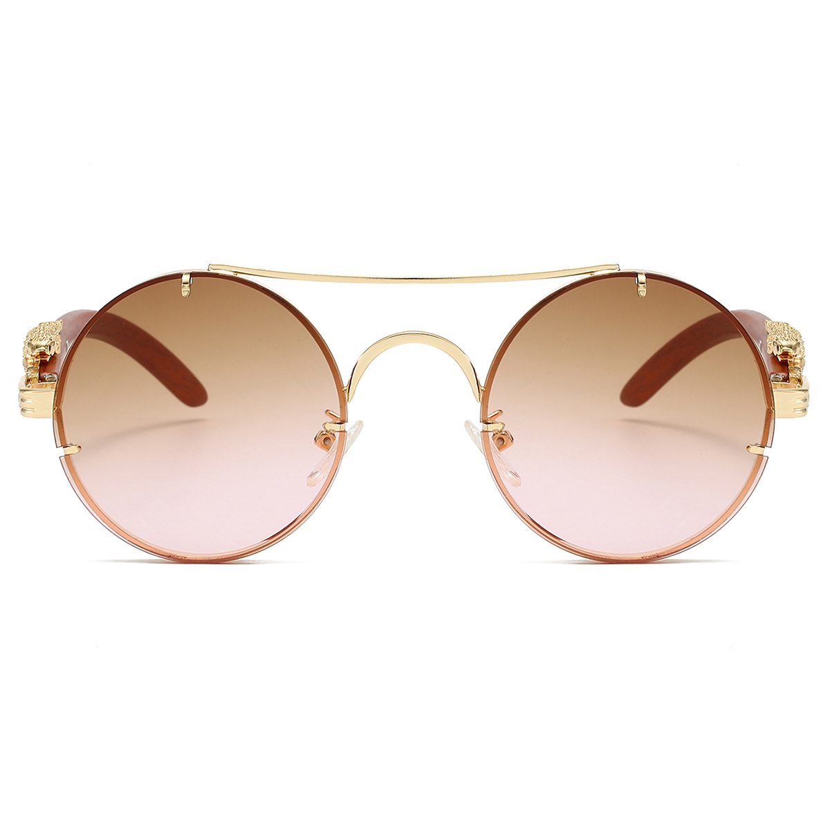 Sunglasses KAMMPT Vintage Round Men Fashion Double Bridge Multicolor Shades Women Retro Trendy Design Sun Glasses