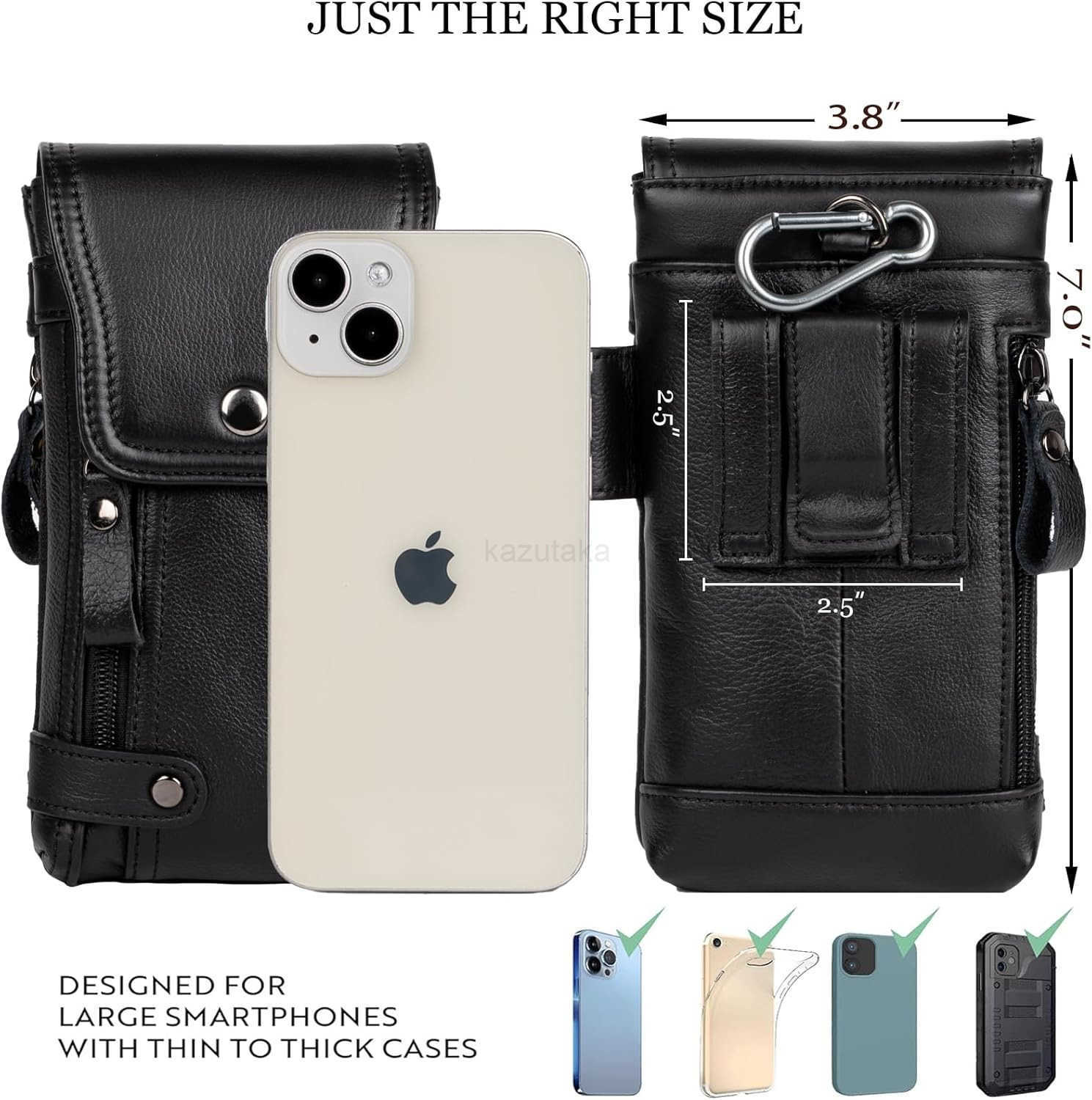 Leather Phone Holster Genuine FullGrain Buffalo Leather Cell Phone Holsters for iPhone 16 15 14 13pro S24 S23 S227H X 35 W Black Z250910
