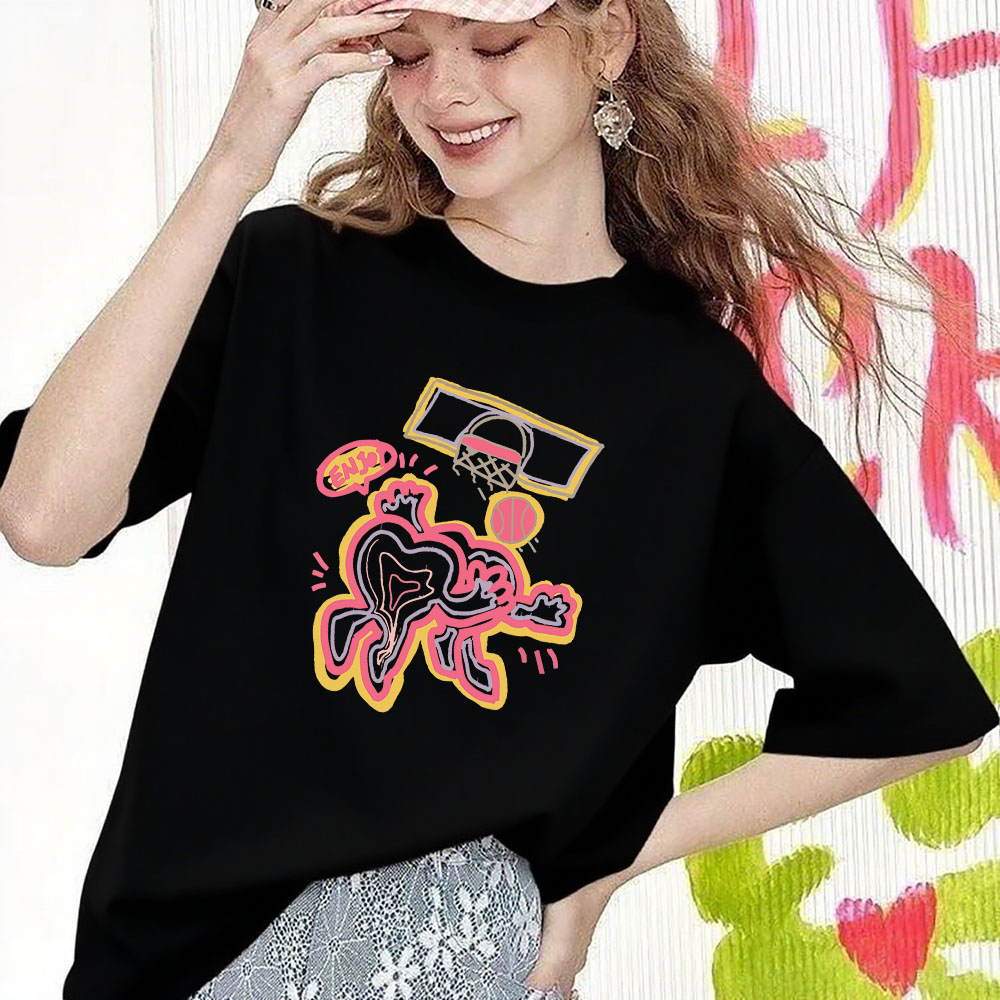 Fashion Versatile Printed Short-Sleeve Top - High-Quality Heavyweight Pure Cotton Tee (260g) 202509091006