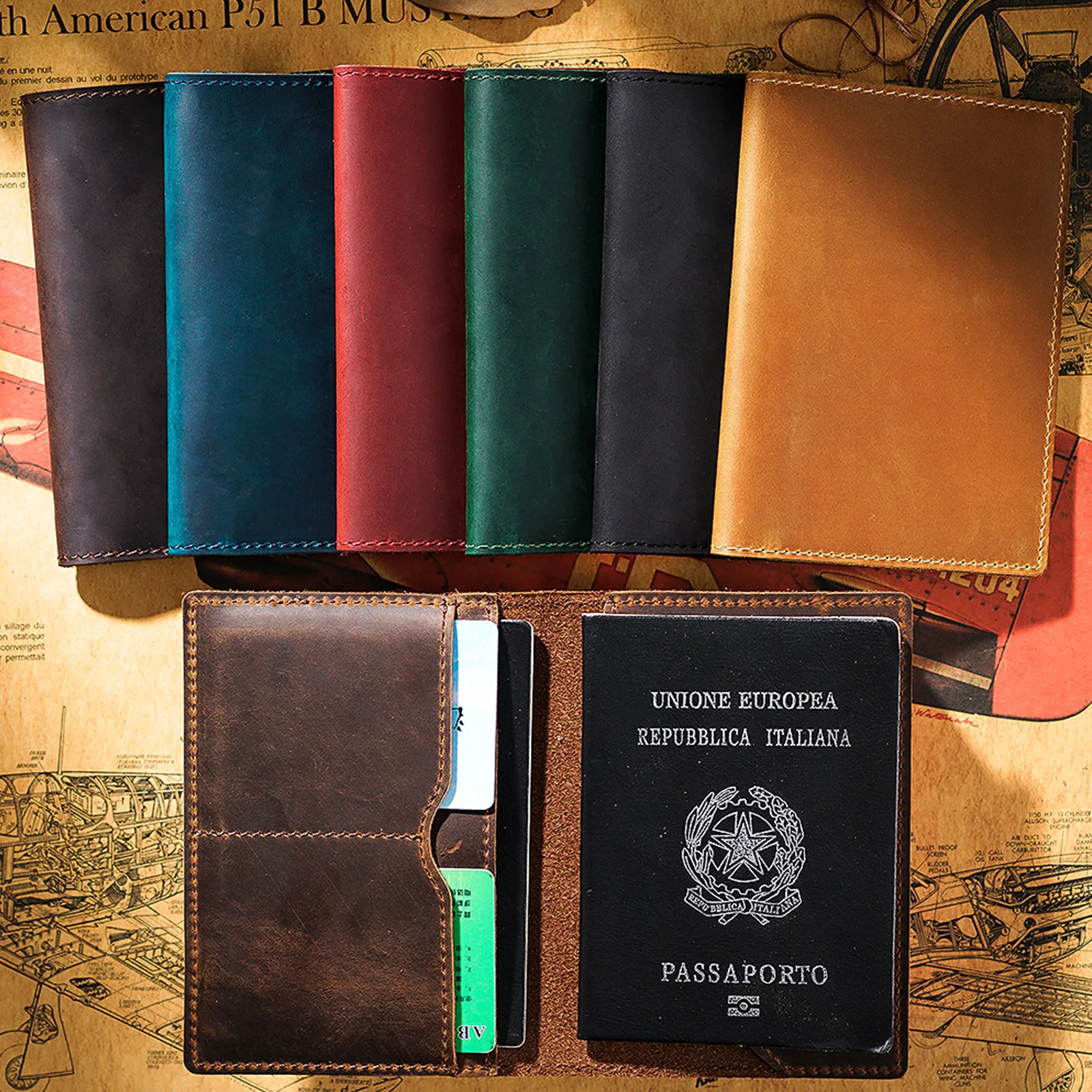 Arrivals Genuine Crazy Horse Leather Passport Cover Solid Credit ID Card Case Holder Business Unisex Travel Wallet250906
