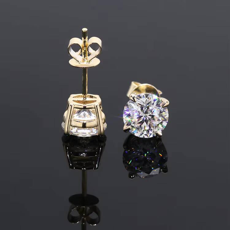 Classic Stud Earrings 14k White Yellow Gold Diamond Moissanite Earrings 05ct1ct2ct Round VVS White D Moissanite Earrings