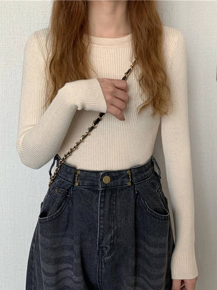 2025 New Women Sweater Autumn Long Sleeve Pullover Basic Top Fashion O-neck Elastic Female Winter Solid Knitted Jumper dongdumaoyi