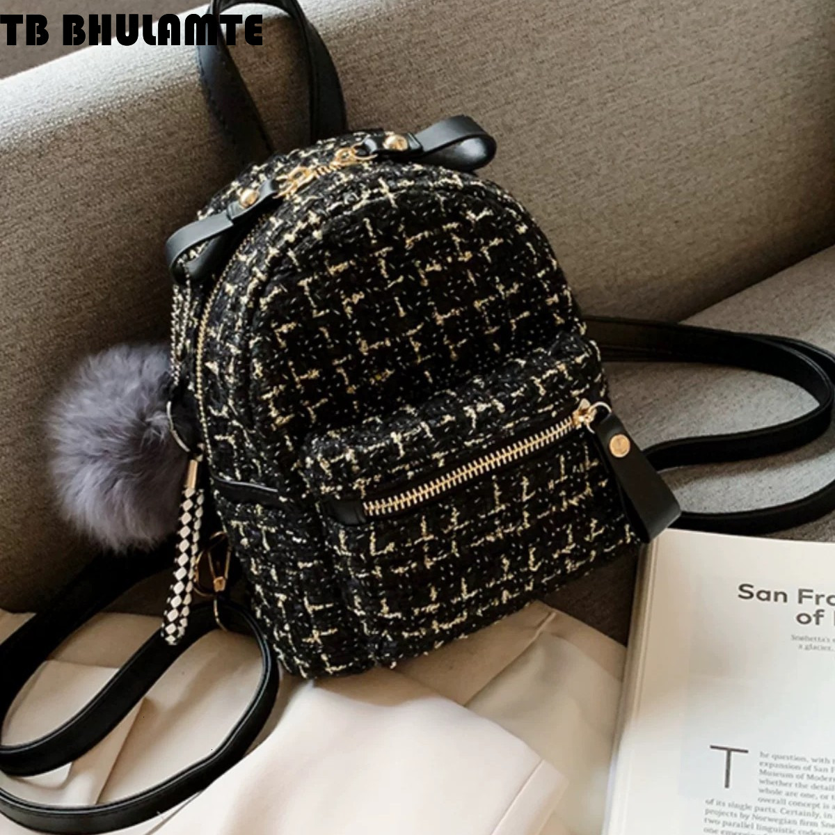 Free Shipping Designer Bag Mini Small Backpack For Women 2025 New Korean Luxury Bag Fashion Casual Multi-use Ins Super Popular Woolen High-end Backpac