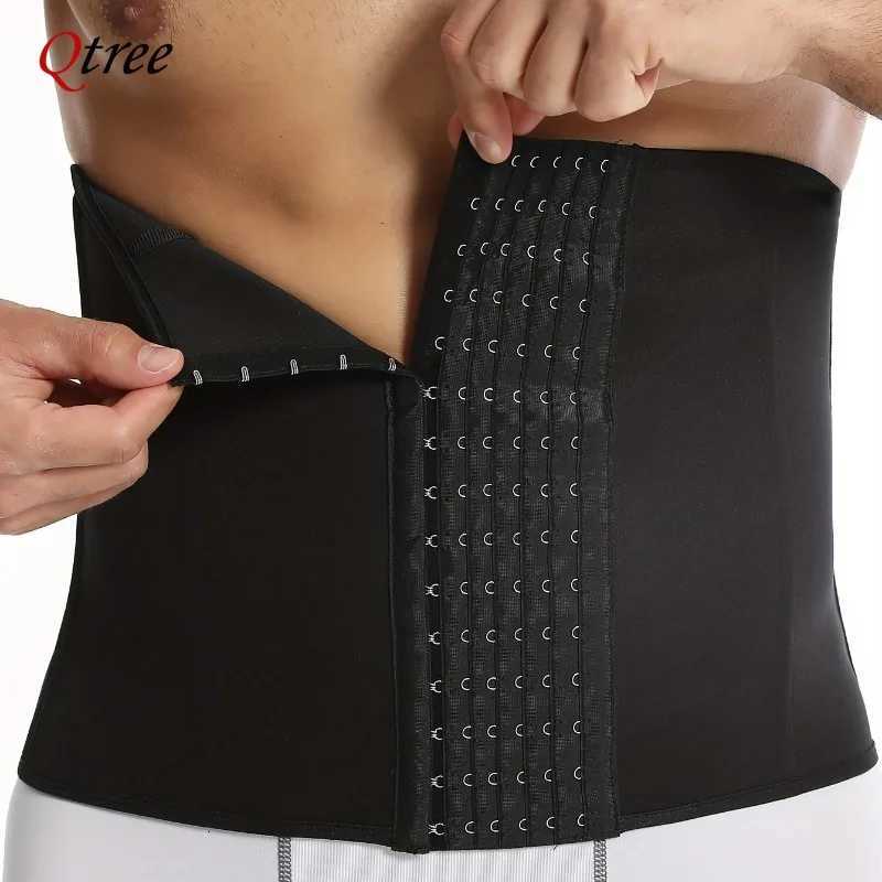 Qtree Men Slimming Body Shaper Corset S6XL Plus Size Hooks Waist Belt 7 Steel Bone Compression Tummy Control Strap W250910